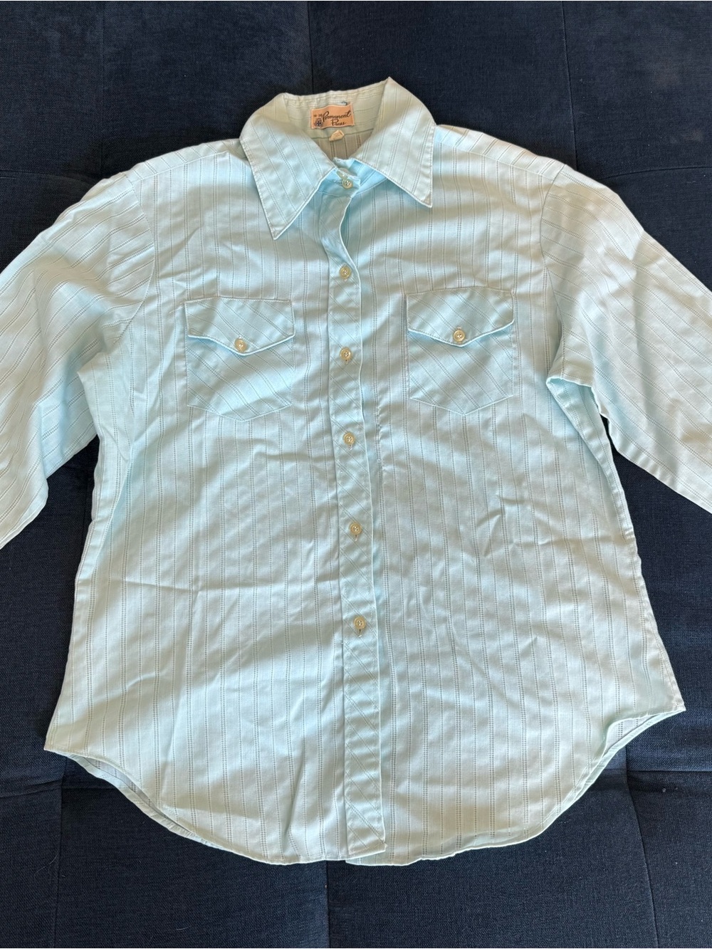 Vintage Permanent Press Cyan Western Shirt